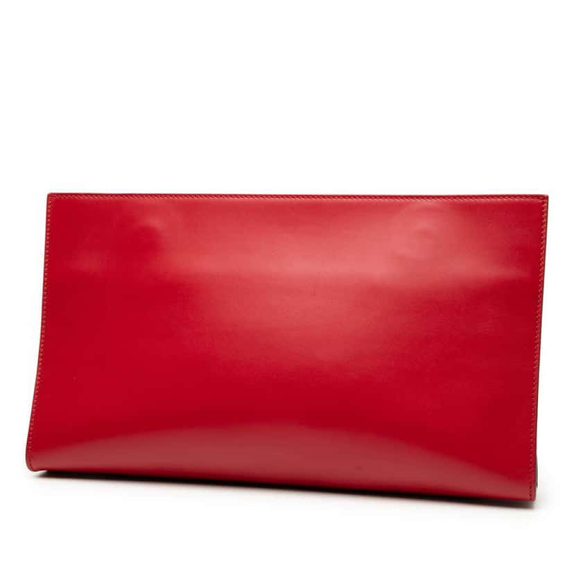 Gucci Embossed Leather Logo Clutch Red Leather Good condition - Back View