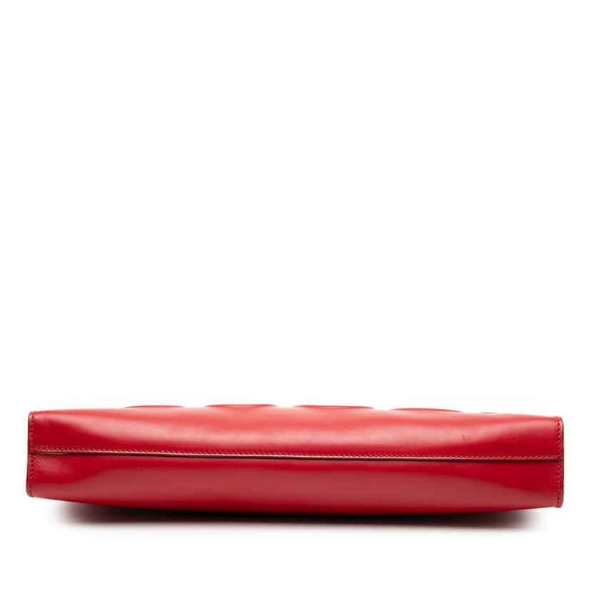 Gucci Embossed Leather Logo Clutch Red Leather Good condition - Inside View