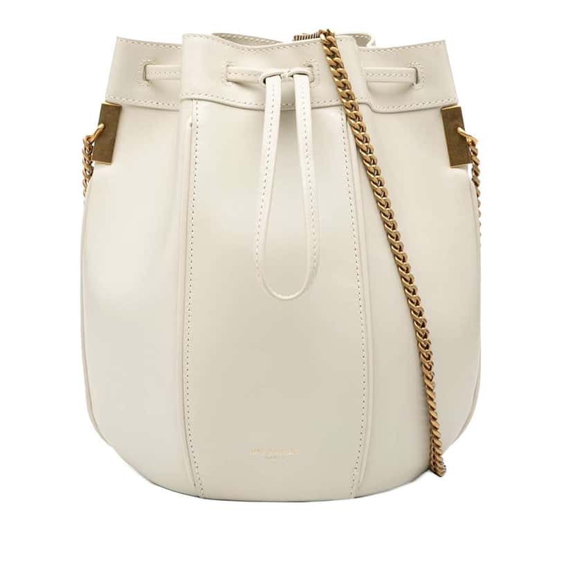 Saint Laurent Small Leather Talitha Bucket Bag White Leather Good condition - Front View