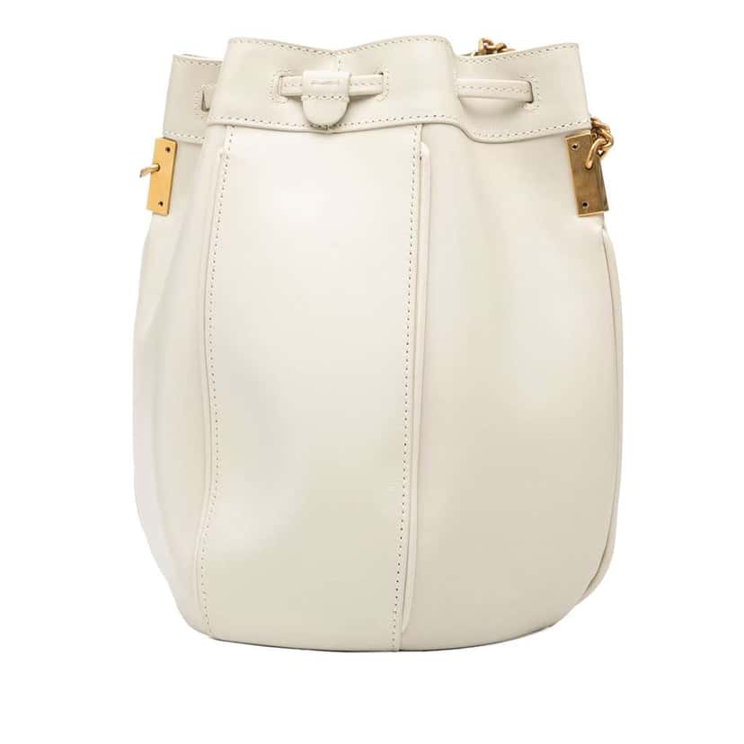 Saint Laurent Small Leather Talitha Bucket Bag White Leather Good condition - Back View