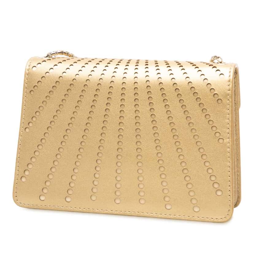 Bvlgari Mini Laser Cut Calfskin Serpenti Forever Diamond Blast Sunshine Crossbody Gold Leather Good condition - Back View