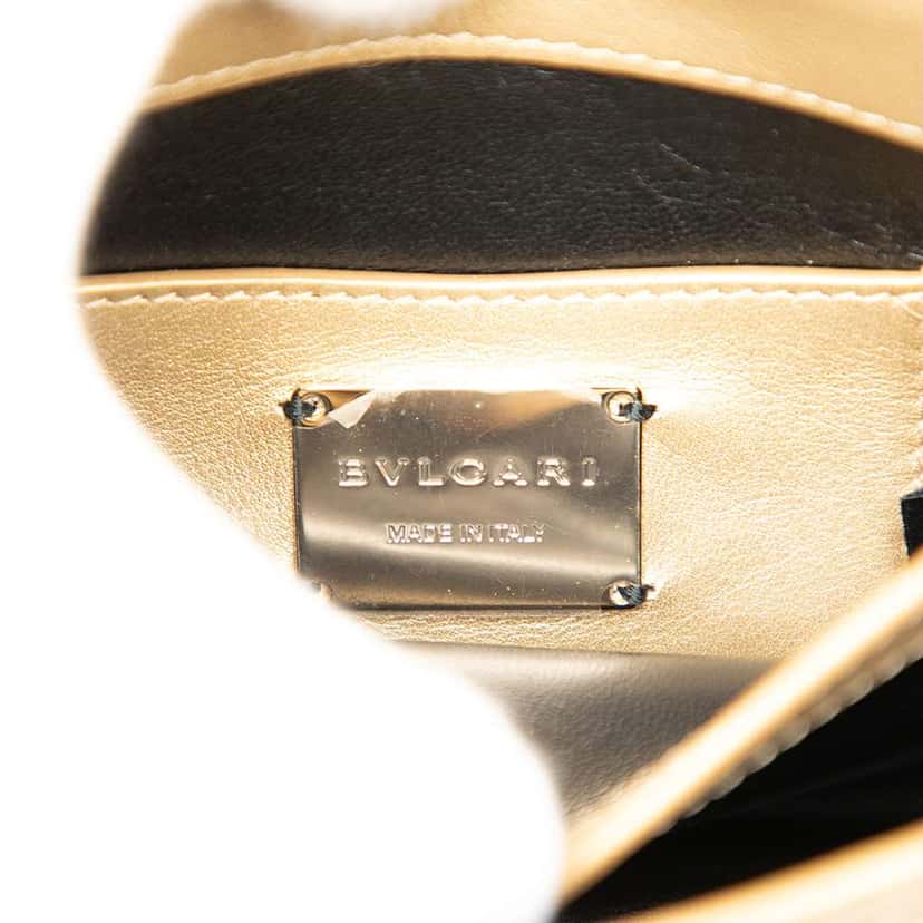 Bvlgari Mini Laser Cut Calfskin Serpenti Forever Diamond Blast Sunshine Crossbody Gold Leather Good condition - Box View