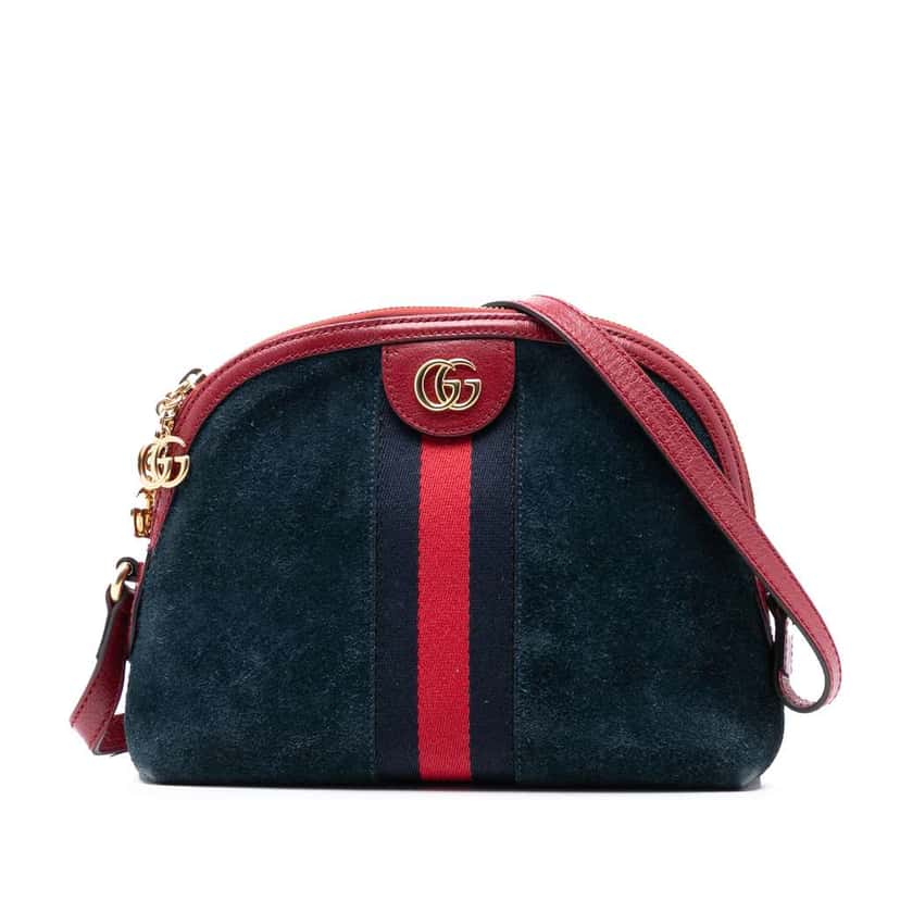 Gucci Small Suede Ophidia Dome Crossbody Blue Leather Good condition - Front View