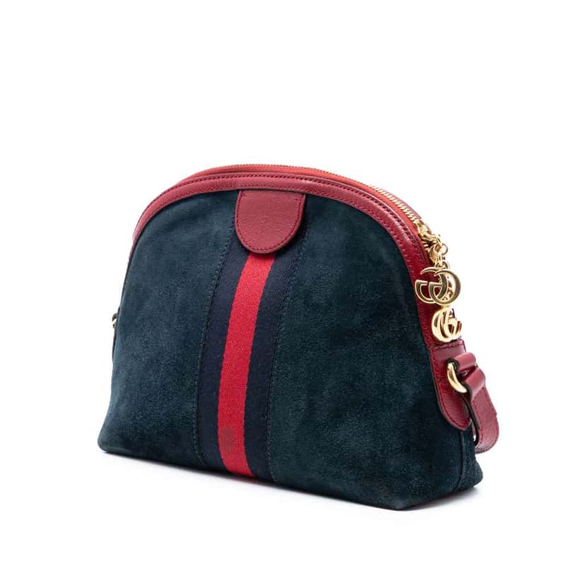 Gucci Small Suede Ophidia Dome Crossbody Blue Leather Good condition - Back View
