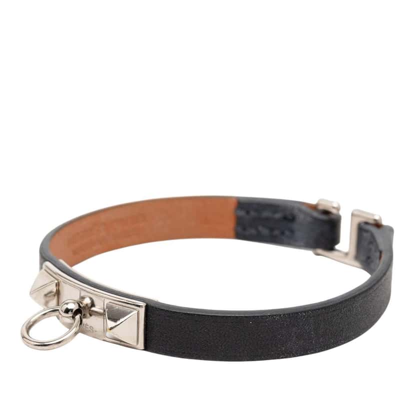 Hermès Leather Rivale Mini Bracelet Black Leather Good condition - Back View