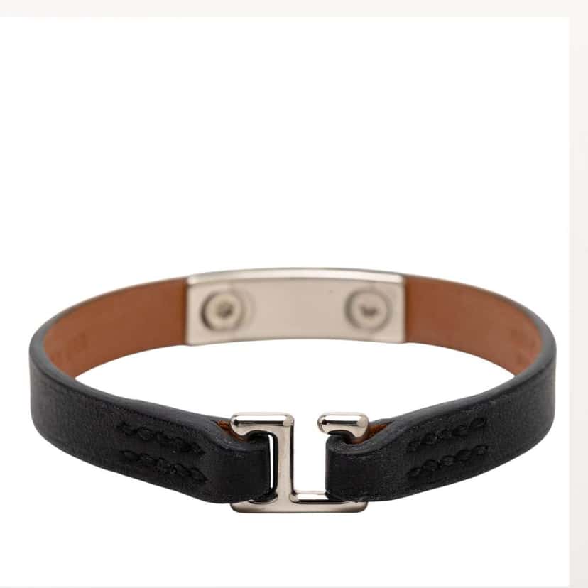 Hermès Leather Rivale Mini Bracelet Black Leather Good condition - Inside View
