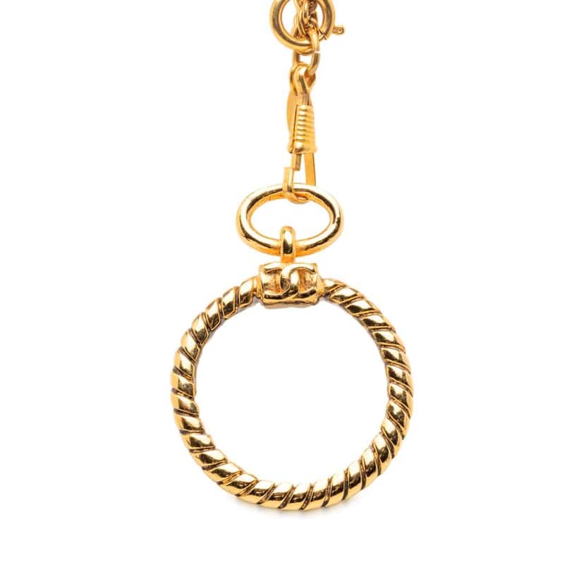 Chanel Gold Plated Double Chain Loupe Magnifying Glass Pendant Necklace Gold Metal Good condition - Inside View