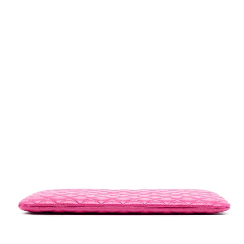 Chanel Large Quilted Caviar O Case Clutch Pink Leather Good condition - Inside View