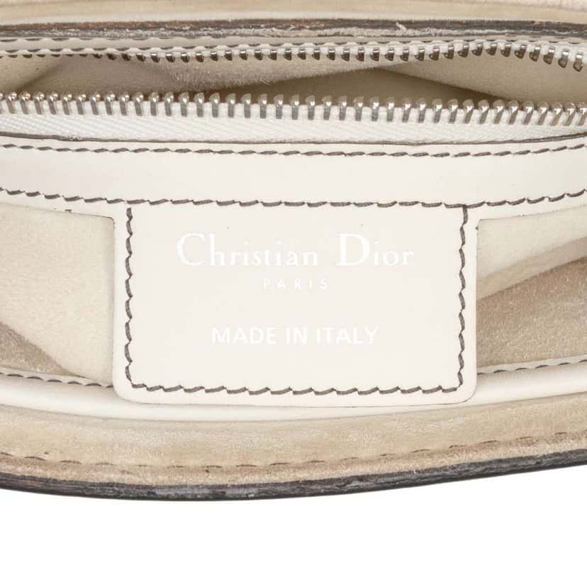 Dior Mini Leather D Fence Saddle Bag White Leather Very good condition - Box View