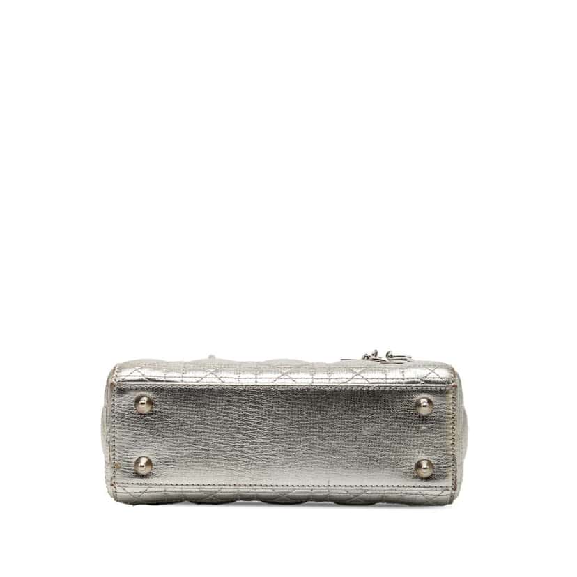 Dior Small Metallic Grained Calfskin Cannage My ABCDior Lady Dior Silver Leather Very good condition - Inside View