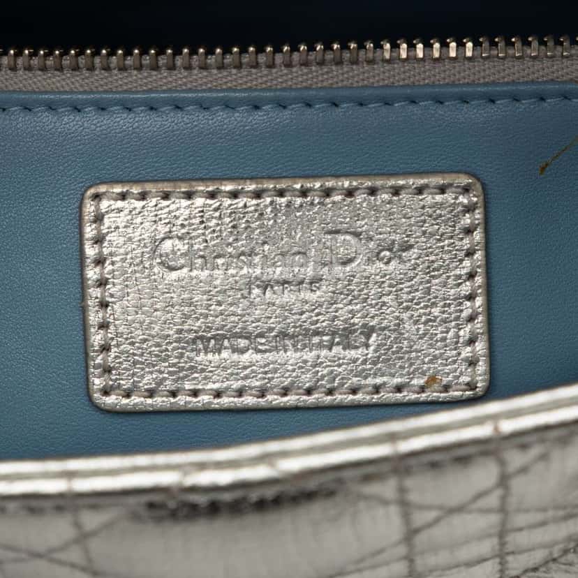 Dior Small Metallic Grained Calfskin Cannage My ABCDior Lady Dior Silver Leather Very good condition - Box View
