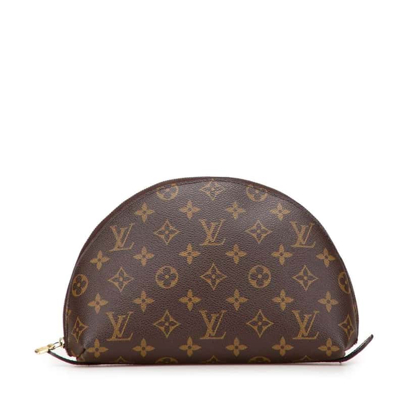 Louis Vuitton Monogram Trousse Demi Ronde Cosmetic Pouch Brown Canvas Good condition - Front View