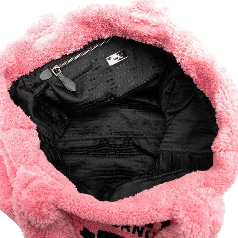 Prada Terry Cloth Tote Pink Cotton Good condition - Model View