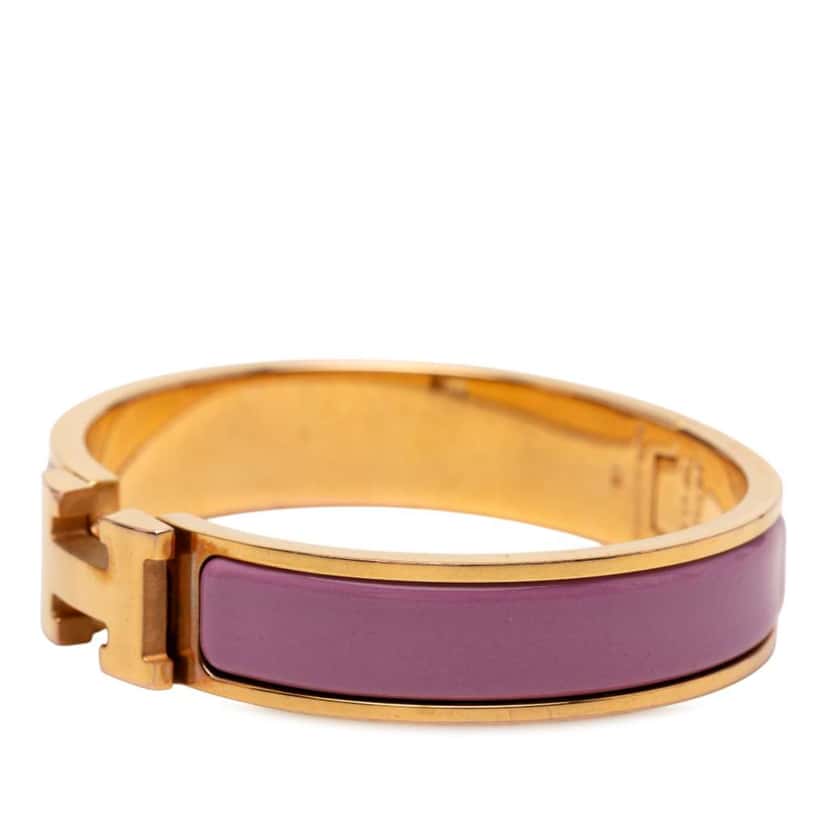 Hermès Narrow Enamel Clic H Bracelet PM Purple Good condition - Back View