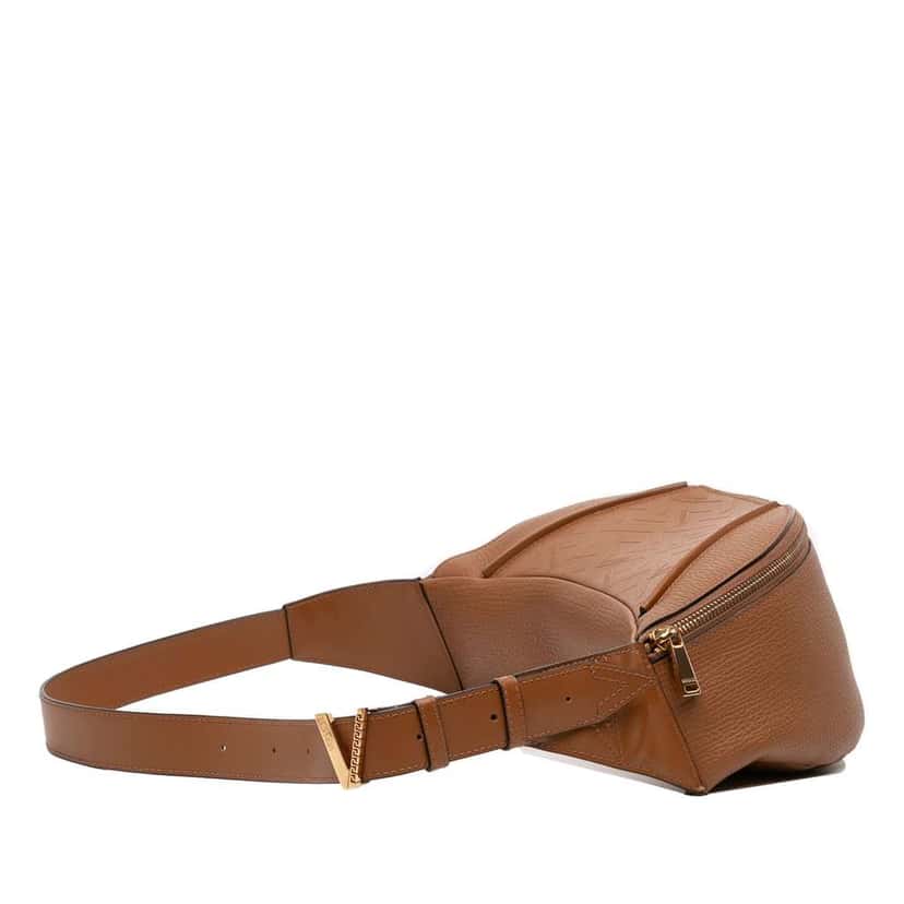 Versace Leather V Greca Signature Belt Bag Brown Leather Very good condition - Back View