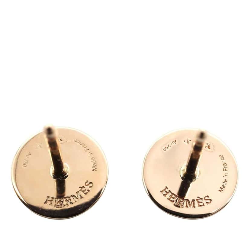 Hermès Very Small 18K Rose Gold Ex-Libris Earrings Pink Rose Gold Good condition - Back View