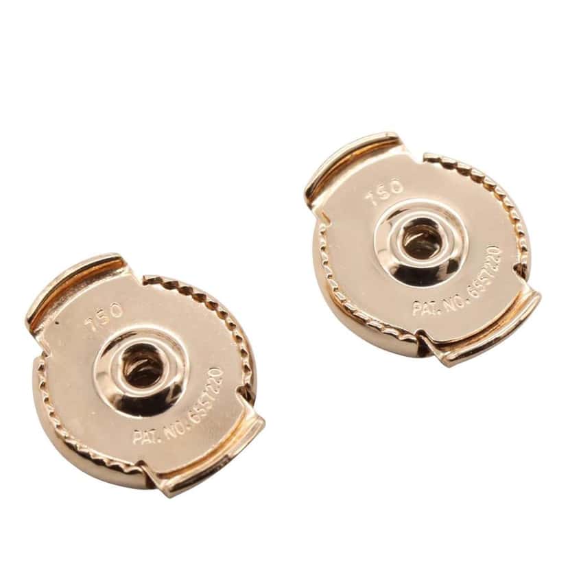 Hermès Very Small 18K Rose Gold Ex-Libris Earrings Pink Rose Gold Good condition - Model View