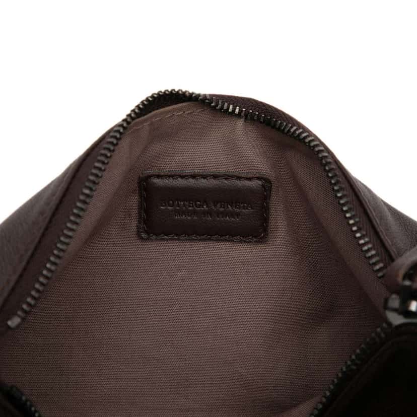Bottega Veneta Intrecciato Trimmed Nappa Zipped Pouch Brown Leather Good condition - Box View