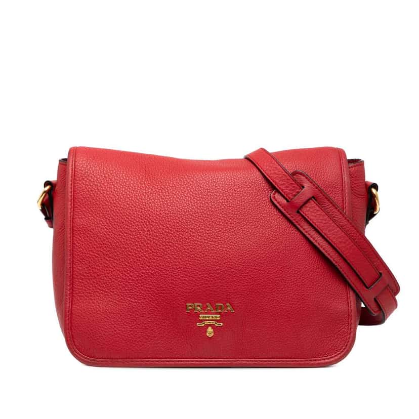 Prada Vitello Phenix Flap Crossbody Red Leather Very good condition - Front View