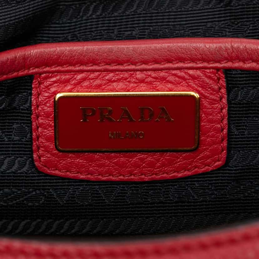 Prada Vitello Phenix Flap Crossbody Red Leather Very good condition - Box View