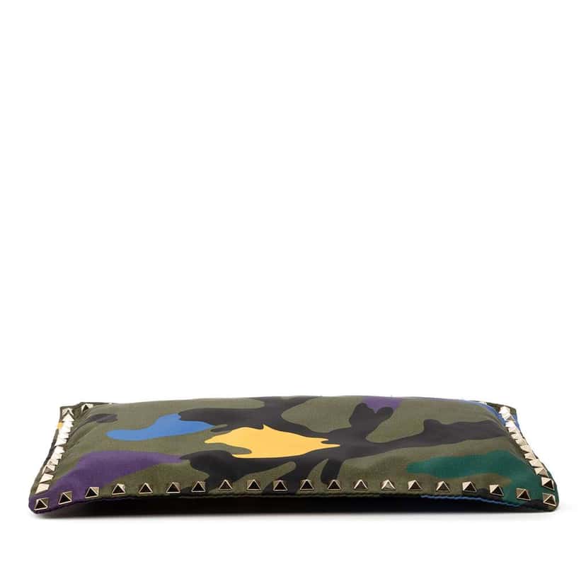 Valentino Nylon Rockstud Camouflage Zip Clutch Green Good condition - Inside View