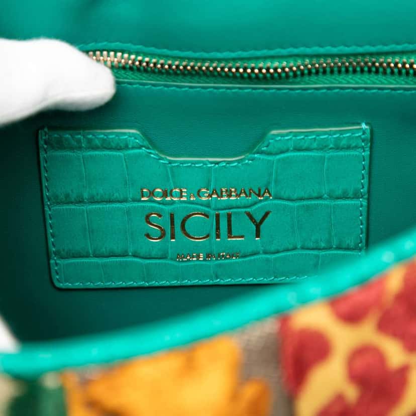 Dolce & Gabbana Medium Velvet Studded Patchwork Sicily Satchel Green Velvet Good condition - Box View