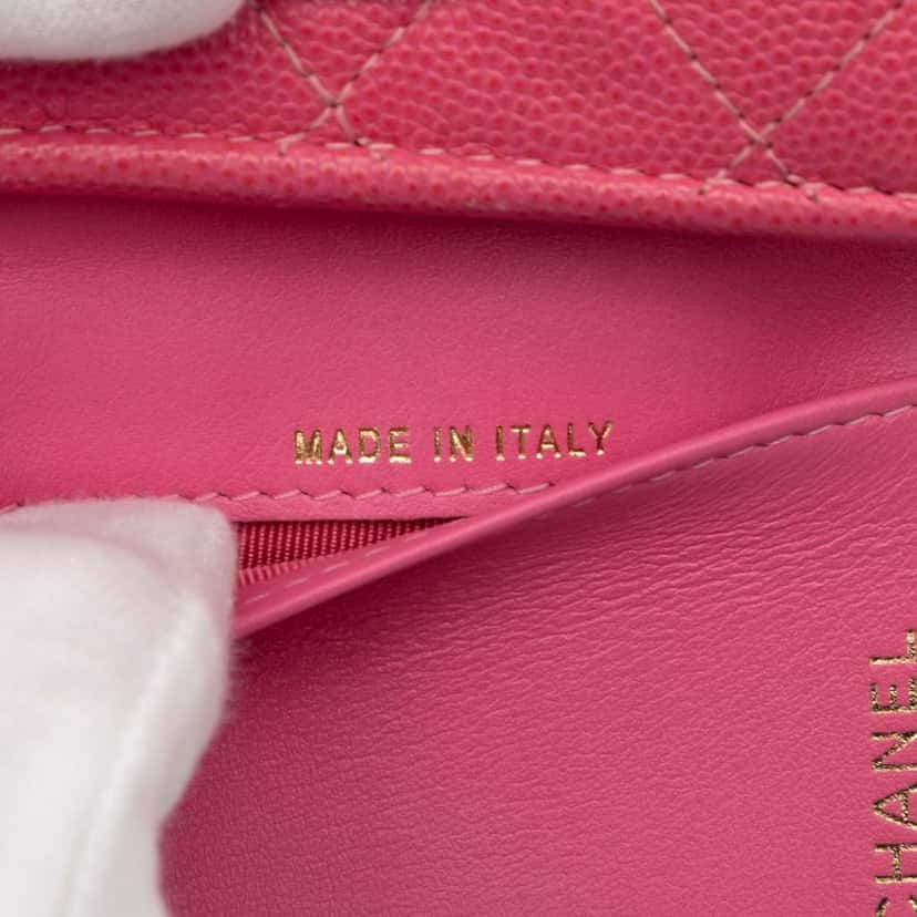 Chanel CC Quilted Caviar Compact Flap Wallet Pink Leather Very good condition - Box View