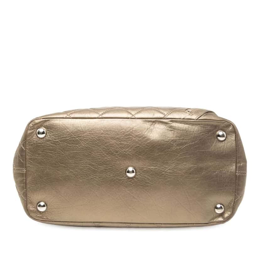 Chanel Large Aged Calfskin Cotton Club Tote Gold Leather Good condition - Inside View