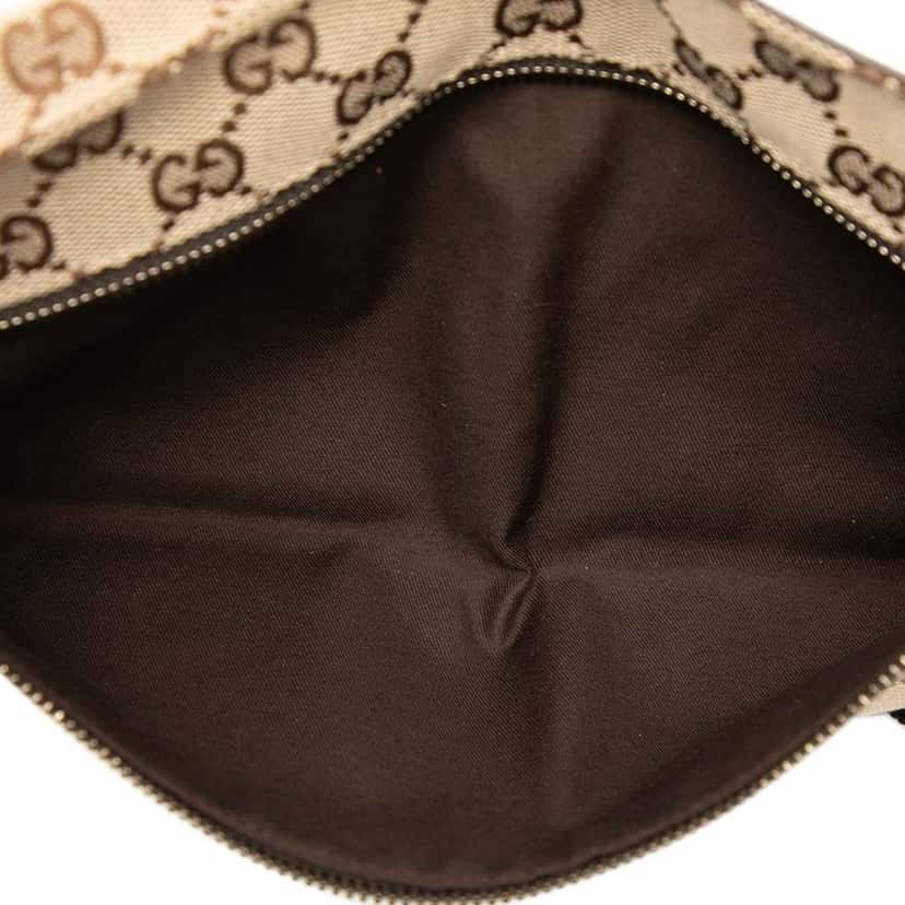Gucci GG Canvas Double Pocket Belt Bag Brown Canvas Good condition - Model View