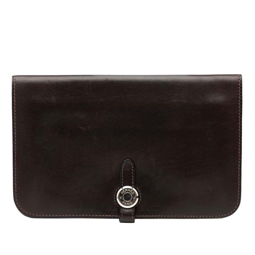 Hermès Swift Dogon Duo Wallet GM Brown Leather Good condition - Front View