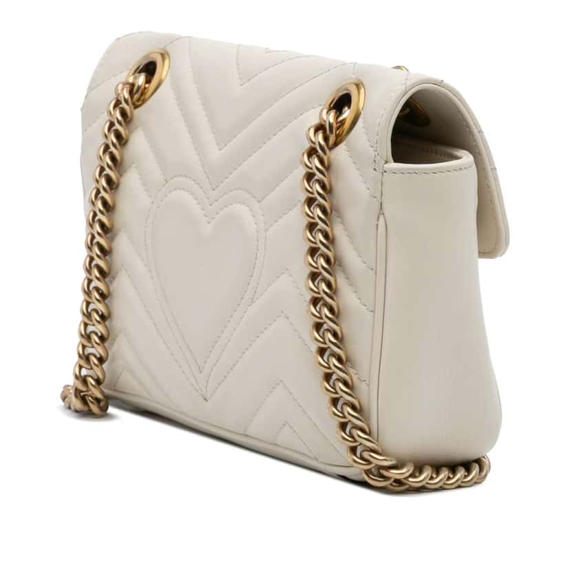 Gucci Small GG Marmont Matelasse Leather Shoulder Bag White Leather Good condition - Back View