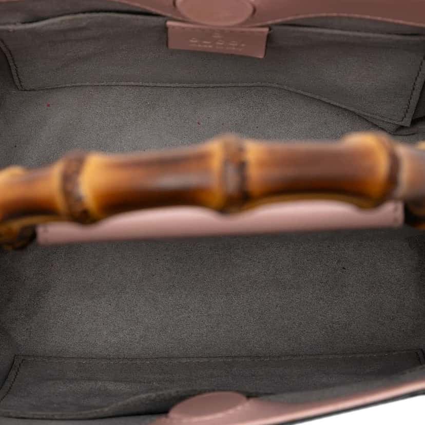 Gucci Mini Leather Bamboo Nymphaea Satchel Pink Leather Good condition - Model View