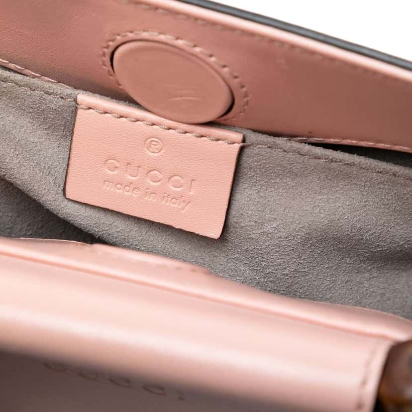 Gucci Mini Leather Bamboo Nymphaea Satchel Pink Leather Good condition - Box View