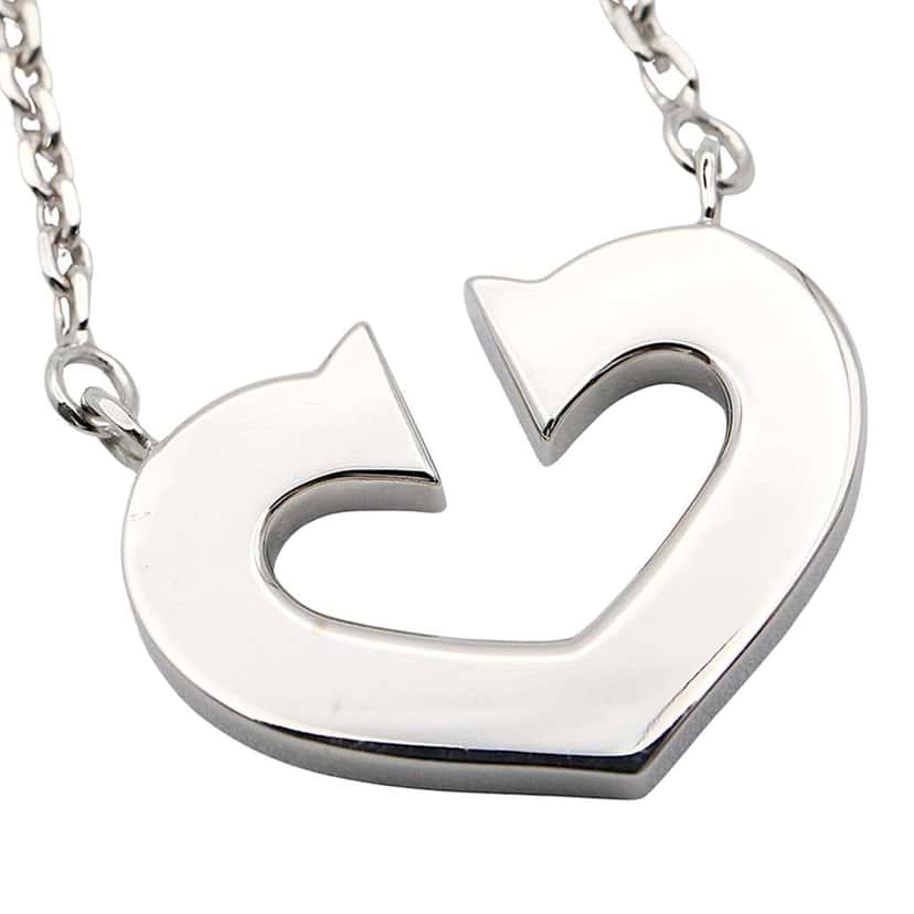 Cartier 18K White Gold C de Cartier Heart Pendant Necklace Silver White Gold Good condition - Inside View