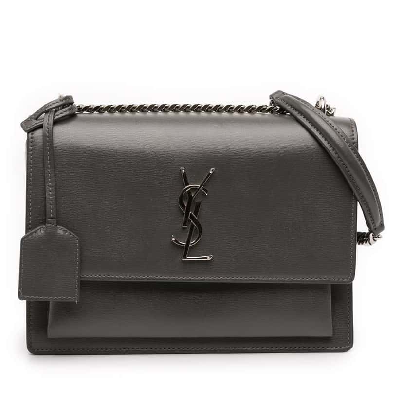 Saint Laurent Medium Leather Monogram Sunset Crossbody Grey Leather Good condition - Front View