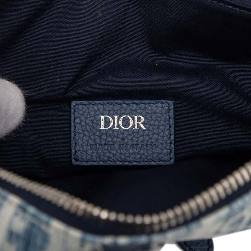 Dior Kasuri Oblique Canvas Saddle Crossbody Blue Canvas Good condition - Box View