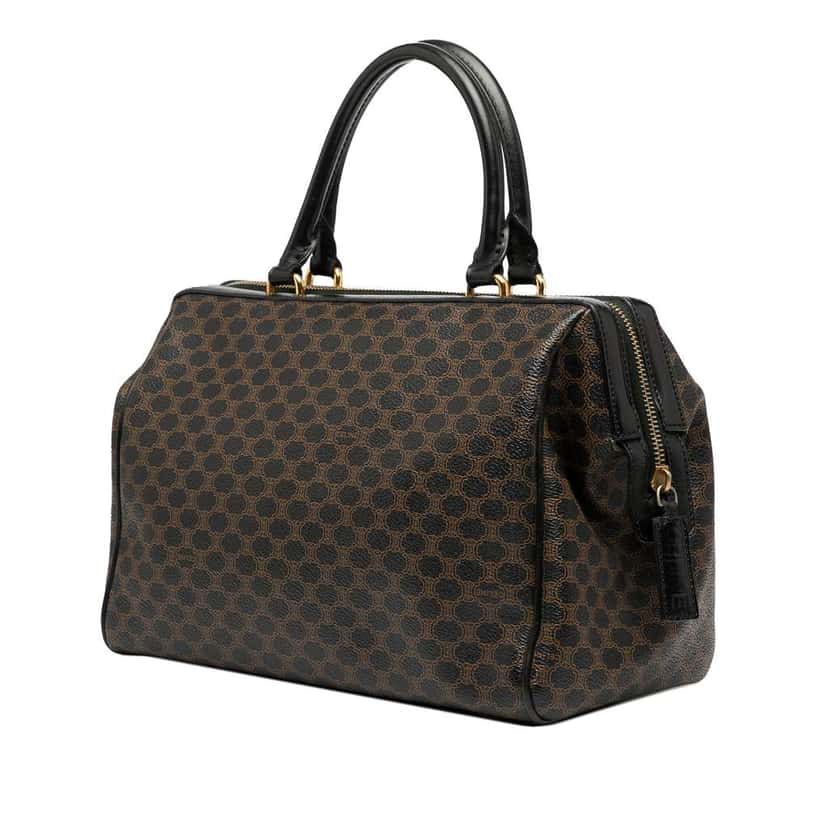 Celine Macadam Coated Canvas Handbag Brown Canvas Good condition - Back View