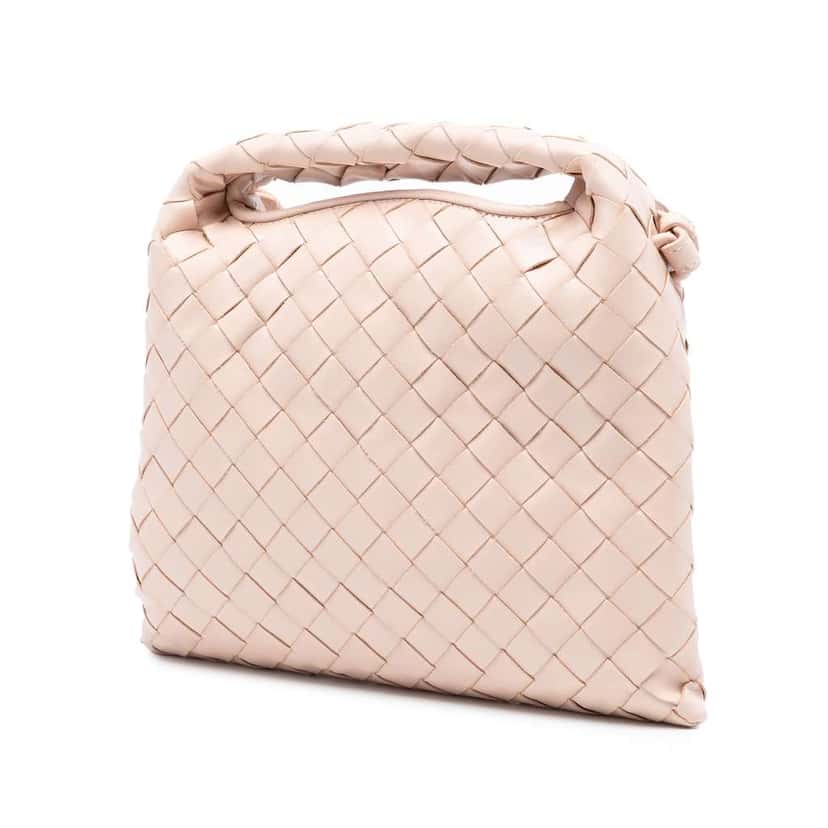 Bottega Veneta Mini Calfskin Intrecciato Hop Satchel Pink Leather Good condition - Back View