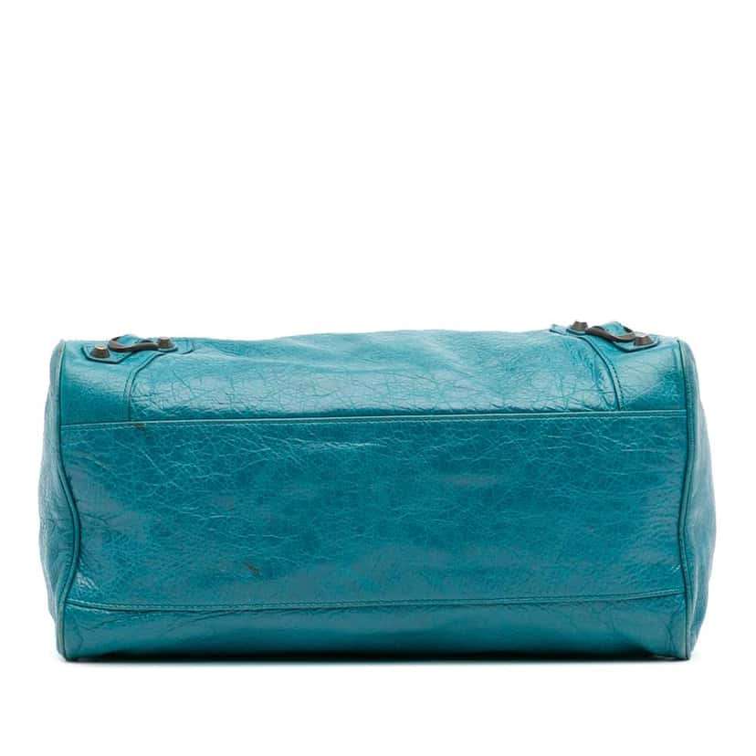 Balenciaga Lambskin Motocross Classic Velo Satchel Blue Leather Good condition - Inside View