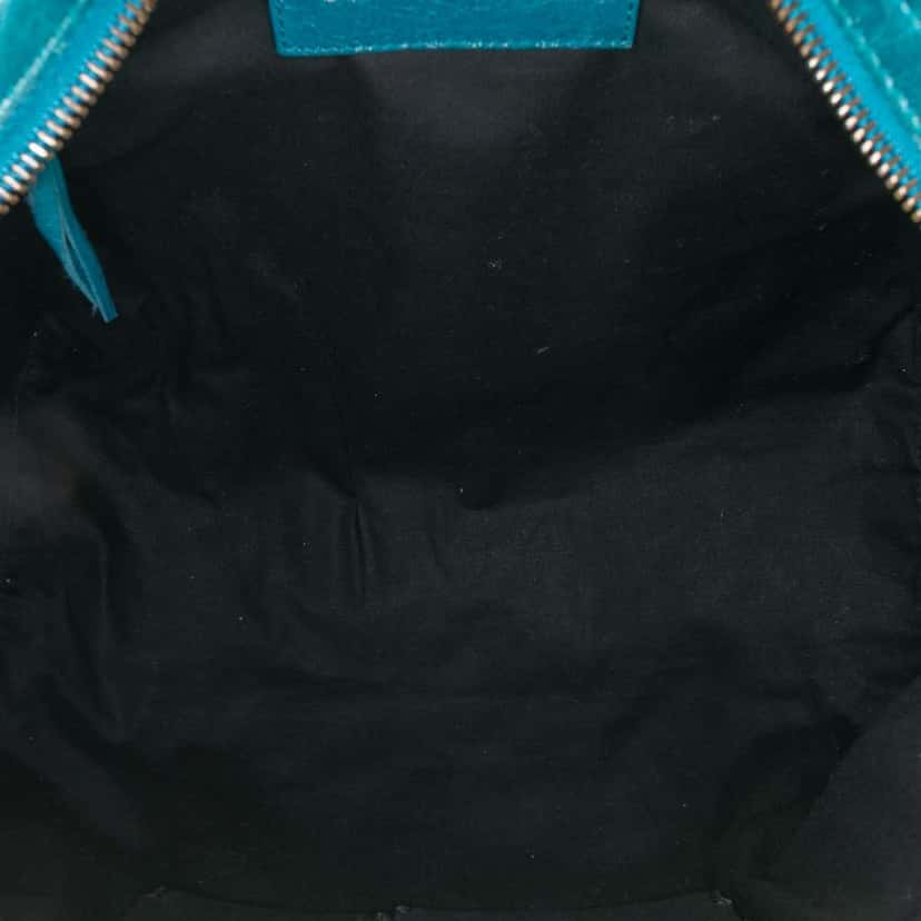 Balenciaga Lambskin Motocross Classic Velo Satchel Blue Leather Good condition - Model View