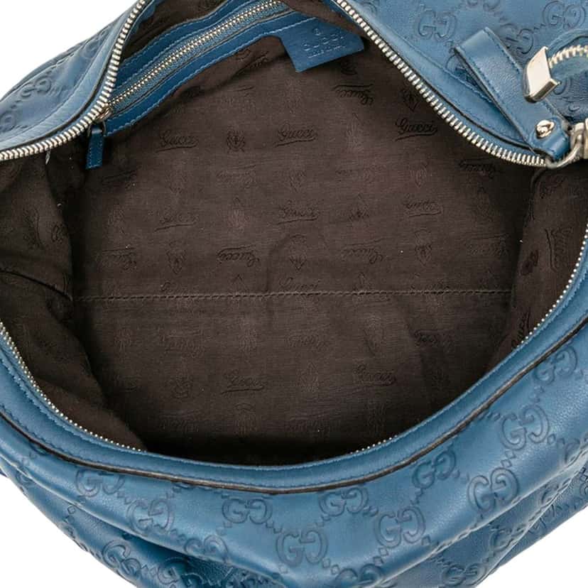 Gucci Medium Guccissima Icon Bit Satchel Blue Leather Good condition - Model View