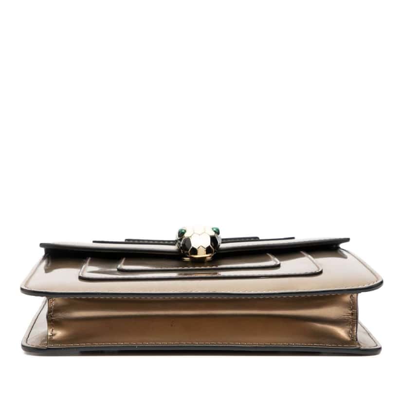 Bvlgari Small Patent Serpenti Forever Crossbody Gold Leather Good condition - Inside View