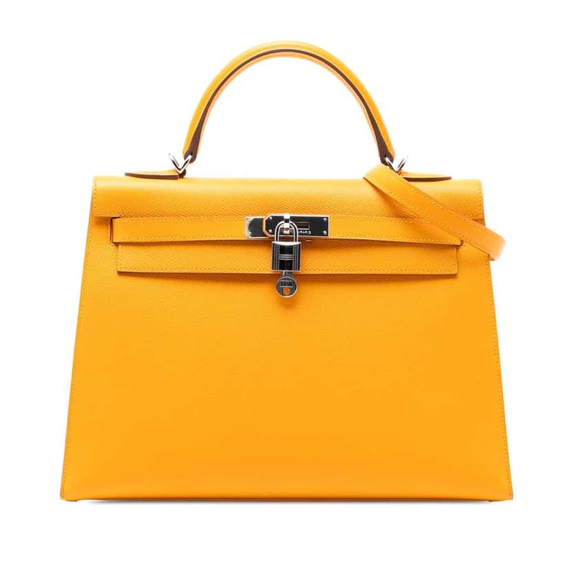 Hermès Epsom Kelly II Sellier 32 Yellow Leather Good condition - Front View