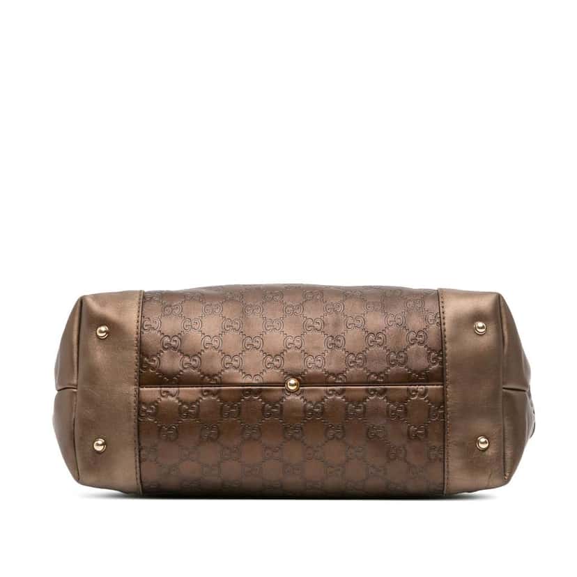 Gucci Metallic Guccissima Heart Bit Tote Brown Leather Good condition - Inside View