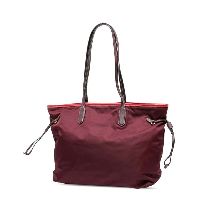 Prada Saffiano Trimmed Tessuto Tote Red Good condition - Back View
