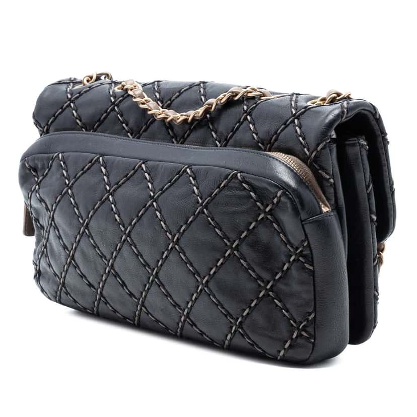 Chanel Paris Dallas Quilted Calfskin Chic Stitch Flap Black Leather Good condition - Back View