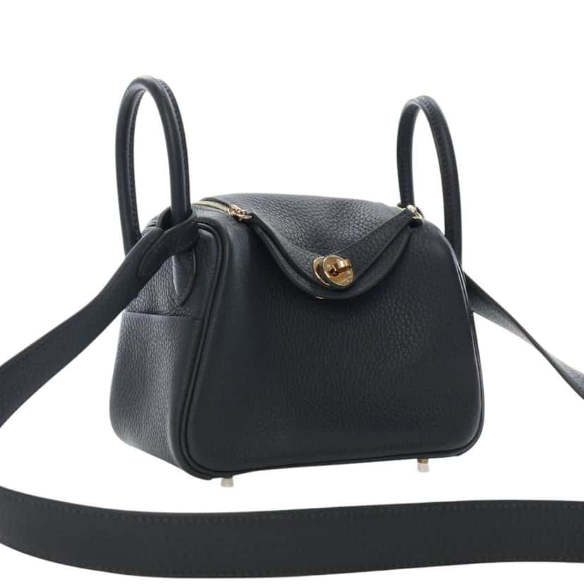 Hermès Mini Clemence Lindy 20 Green Leather Good condition - Front View