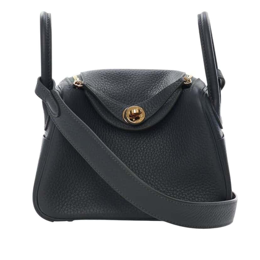 Hermès Mini Clemence Lindy 20 Green Leather Good condition - Back View