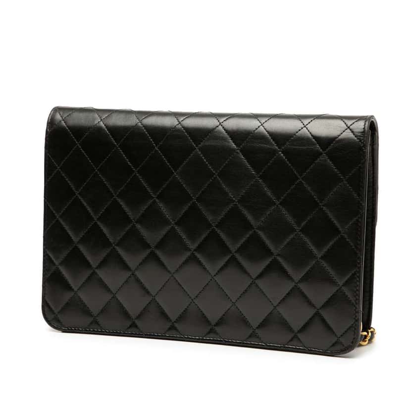 Chanel Medium CC Quilted Lambskin Single Flap Black Leather Good condition - Back View