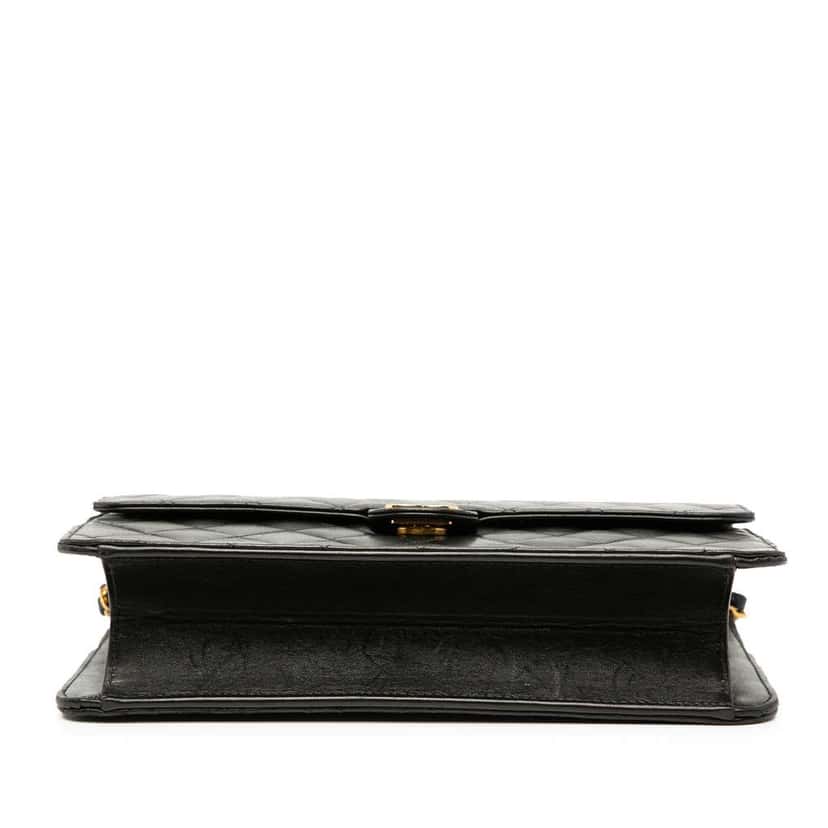 Chanel Medium CC Quilted Lambskin Single Flap Black Leather Good condition - Inside View